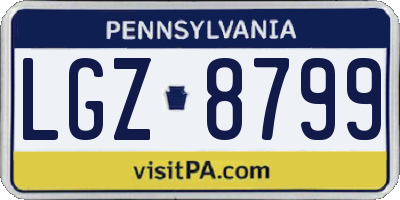 PA license plate LGZ8799