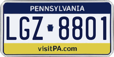 PA license plate LGZ8801