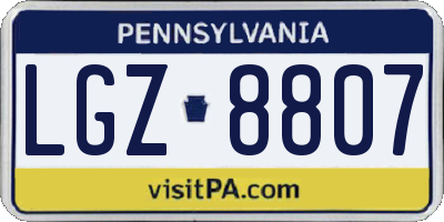 PA license plate LGZ8807