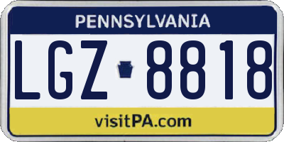 PA license plate LGZ8818