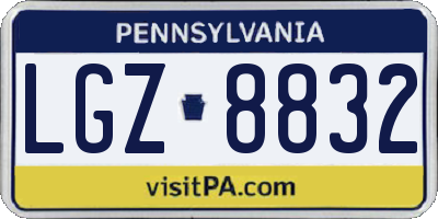 PA license plate LGZ8832