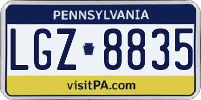 PA license plate LGZ8835