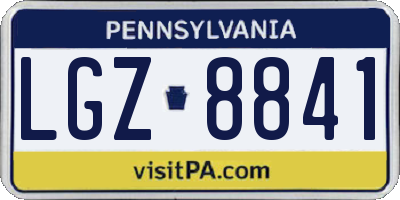 PA license plate LGZ8841