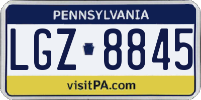 PA license plate LGZ8845