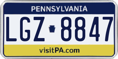 PA license plate LGZ8847