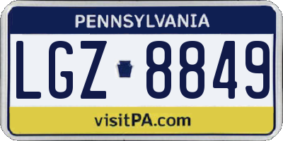 PA license plate LGZ8849