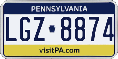 PA license plate LGZ8874