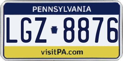 PA license plate LGZ8876