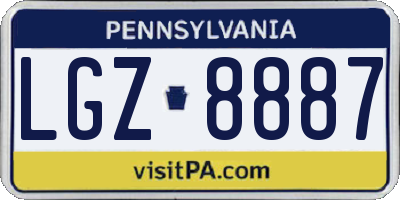 PA license plate LGZ8887