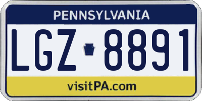 PA license plate LGZ8891