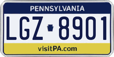 PA license plate LGZ8901