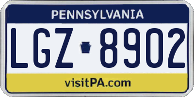 PA license plate LGZ8902