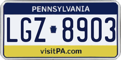 PA license plate LGZ8903