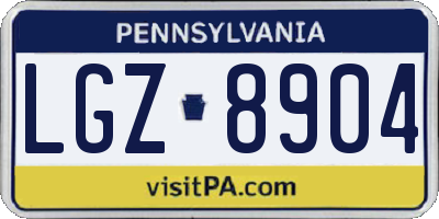 PA license plate LGZ8904