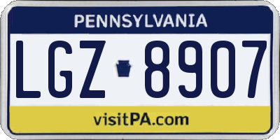 PA license plate LGZ8907