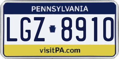PA license plate LGZ8910
