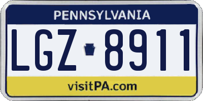 PA license plate LGZ8911