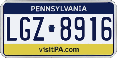 PA license plate LGZ8916