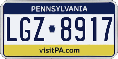 PA license plate LGZ8917