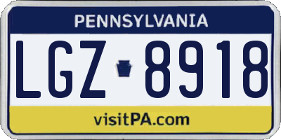 PA license plate LGZ8918