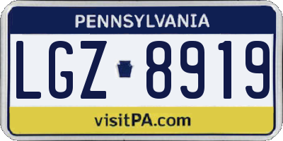 PA license plate LGZ8919