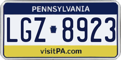 PA license plate LGZ8923