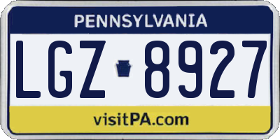 PA license plate LGZ8927
