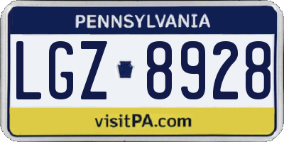 PA license plate LGZ8928