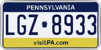 PA license plate LGZ8933