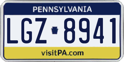 PA license plate LGZ8941