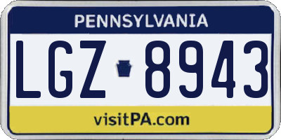 PA license plate LGZ8943