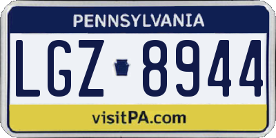 PA license plate LGZ8944
