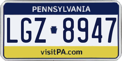 PA license plate LGZ8947