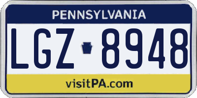 PA license plate LGZ8948