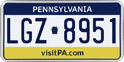 PA license plate LGZ8951