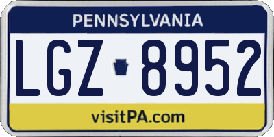 PA license plate LGZ8952