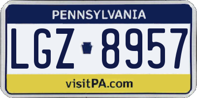 PA license plate LGZ8957