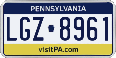 PA license plate LGZ8961