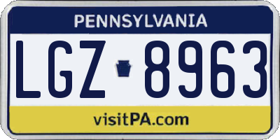 PA license plate LGZ8963