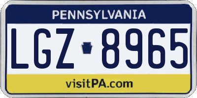 PA license plate LGZ8965