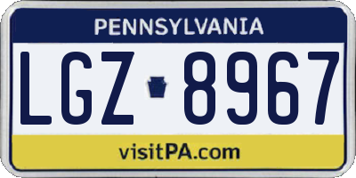 PA license plate LGZ8967