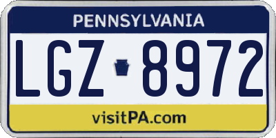 PA license plate LGZ8972