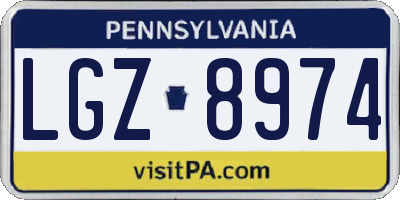 PA license plate LGZ8974