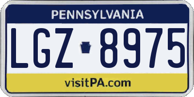 PA license plate LGZ8975