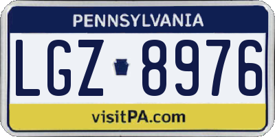 PA license plate LGZ8976