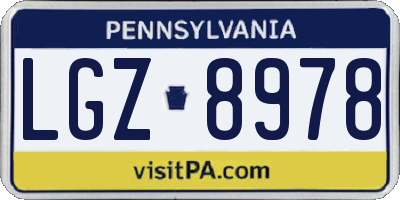 PA license plate LGZ8978
