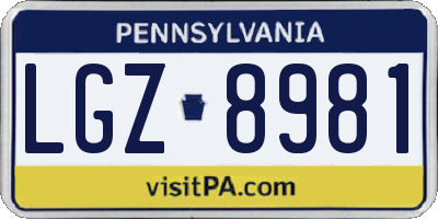 PA license plate LGZ8981
