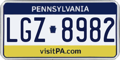 PA license plate LGZ8982