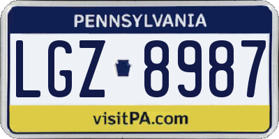 PA license plate LGZ8987