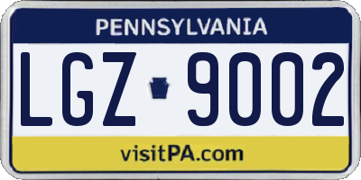 PA license plate LGZ9002